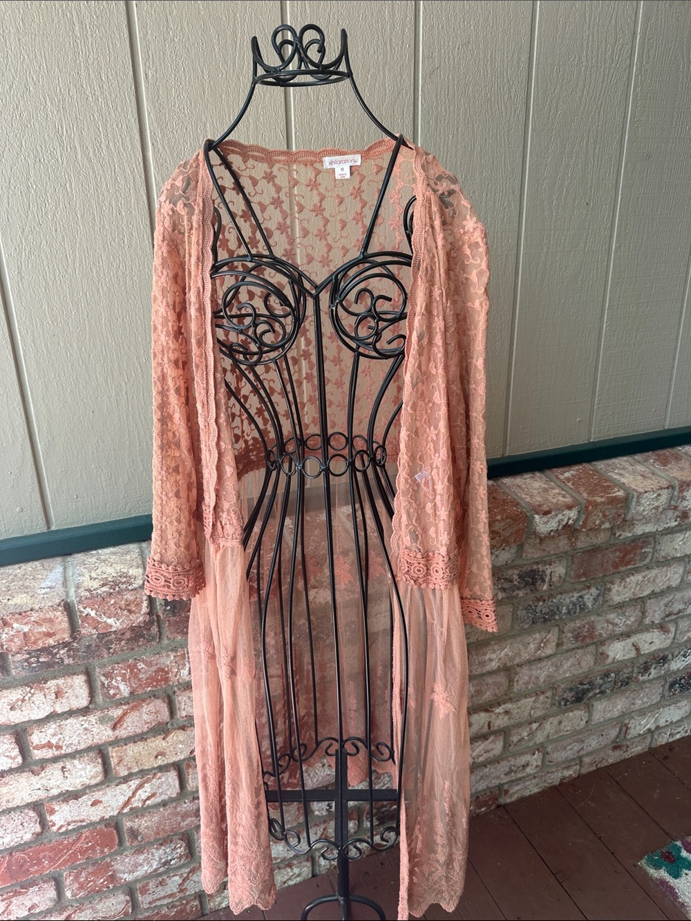 Xhilaration Peach Lace Duster Cardigan